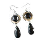 Sterling Silver Black Stone Earrings