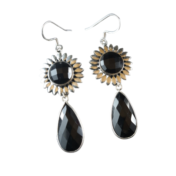 Sterling Silver Black Stone Earrings