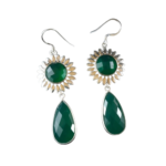 Sterling Silver Green Stone Sun Earring